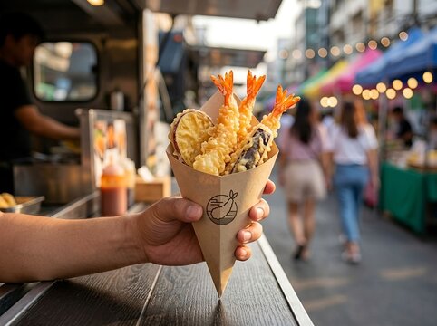 Crispy Japanese Ebi Tempura. Deep Fried Prawns. For Japanese cuisine, menu designs, and culinary concepts