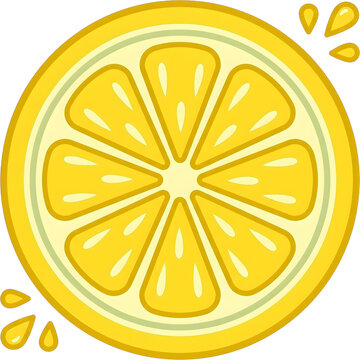 cartoon style yellow lemon slice fruit illustration