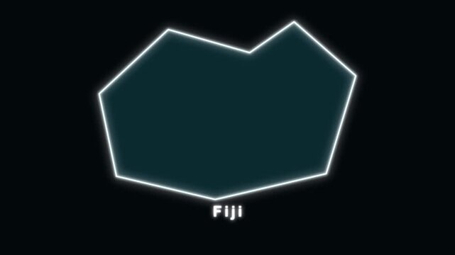 Fiji map animation with glowing outline on black background