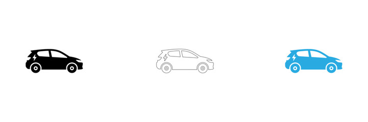 Fototapeta premium Three simple car icons in different colors isolated on transparent background, Vector