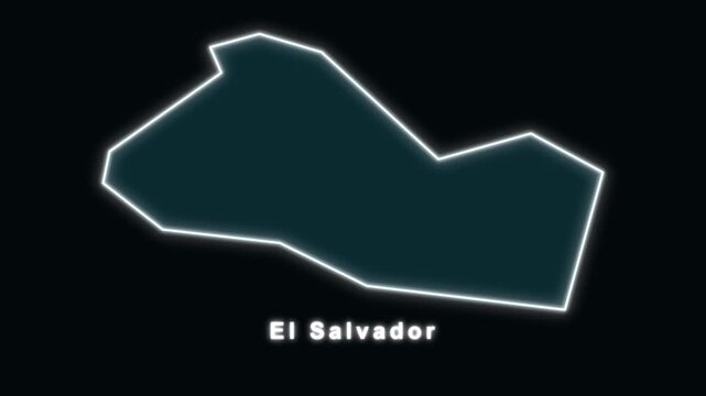 El Salvador map animation with glowing outline on black background