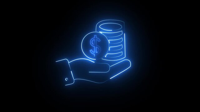 Hand holding glowing coins with globe illustration