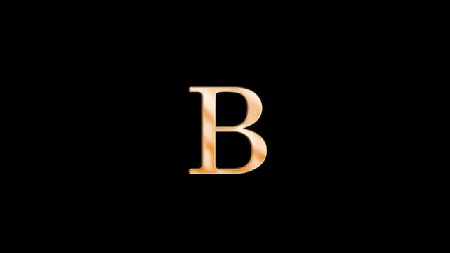 English alphabet letter B made of gold particles and fire, transparent background