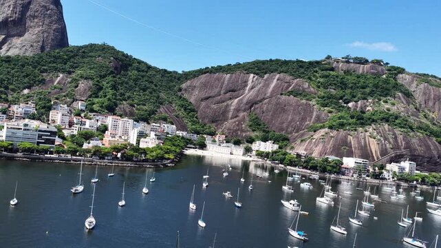 Inside Beach In Rio De Janeiro In Brazil. Sugarloaf Mountain Scenery. Downtown District. Guanabara Bay Skyline. Inside Beach In Rio De Janeiro In Brazil. Beautiful Cityscape. 