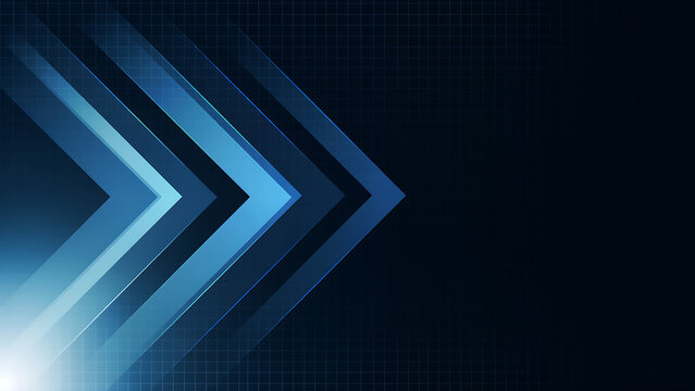 Modern technology background with blue arrow graphics and speed lines, abstract