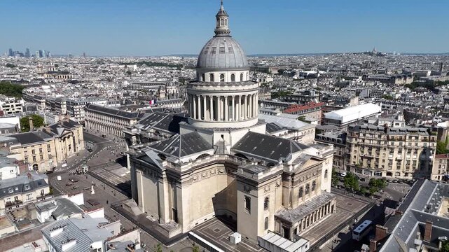 Pantheon At Paris Ile De France In France. Beautiful Temple. Paris Skyline Scene. Pantheon At Paris In Ile De France France. Imposing Construction. Tourism Landmark.