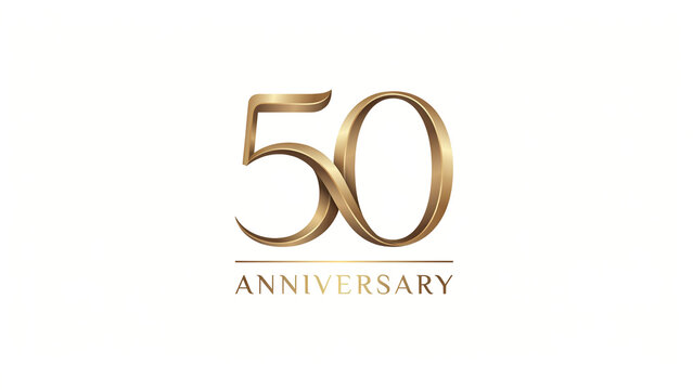 50th anniversary golden logo design, elegant metallic number fifty for jubilee celebration
