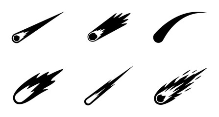70 Meteorite Icons Set, Cosmic Space Objects, Falling Stars Vector Graphics, Celestial Body Symbols, Astronomy Illustration 100 © Md