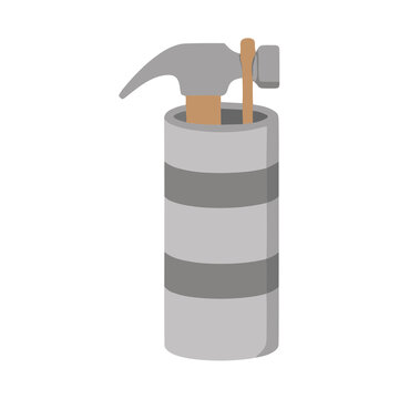 Hammer and cylindrical container