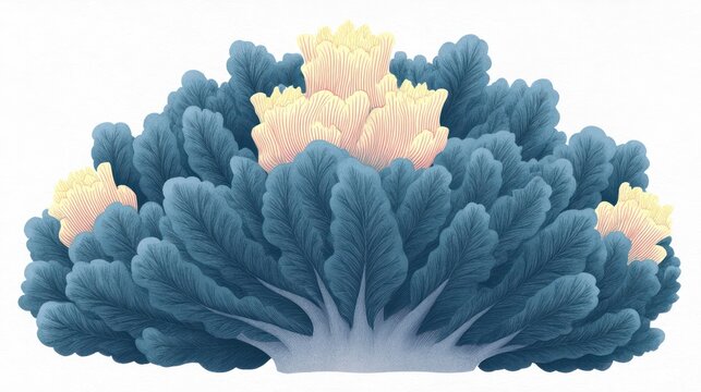 Abstract blue coral fan wallpaper with soft pastel glow