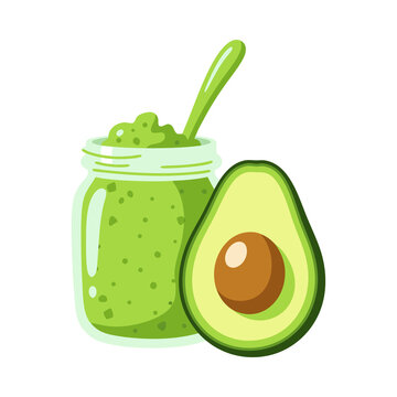  &lrm;Fresh Avocado Guacamole Dip Illustration with Creamy Texture