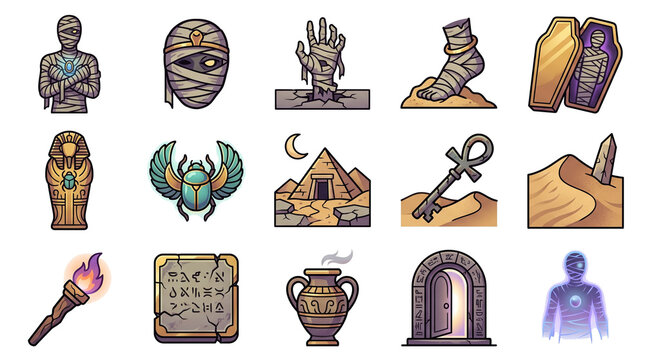 Ancient Egyptian symbols and artifacts collection for designers