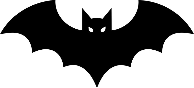Black bat silhouette icon for halloween design isolated on transparent background