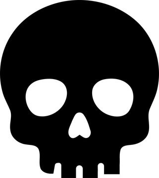Simple black skull icon design isolated on transparent background
