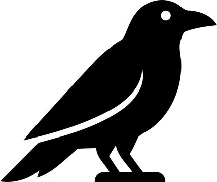 Black crow bird silhouette icon design isolated on transparent background