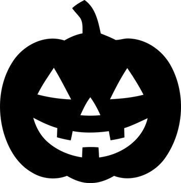 Black jack o lantern pumpkin silhouette icon isolated on transparent background