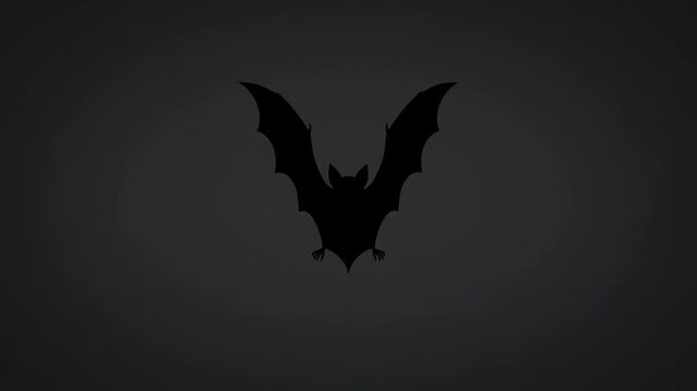 Flying black bat silhouette design in motion for digital video footage