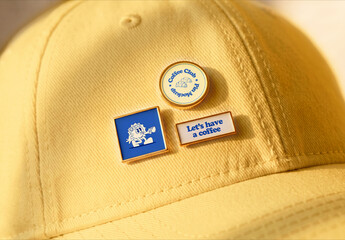 Pin Badges on Cap Mockup
