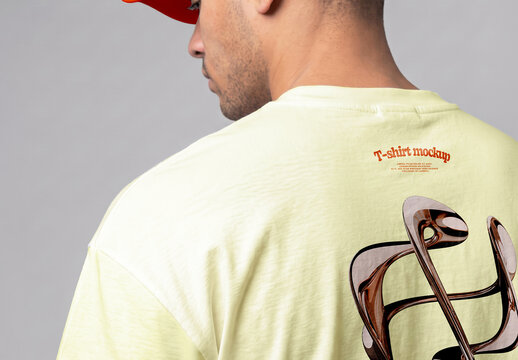 Cap and T-Shirt Back View Mockup