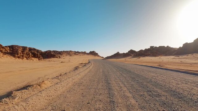 Driving into Al Gharameel natural reserve famous for unique stone pillars rock formations, these are to be seen after 15mins end of this road