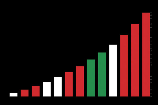 Graph shows growth over time with colorful bars