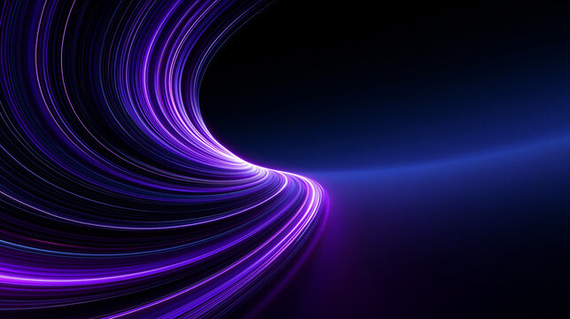 Abstract Purple Fiber Optic Light Trails for Technology Background