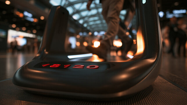 Digital Step Counter Display on Modern Treadmill During Exercise