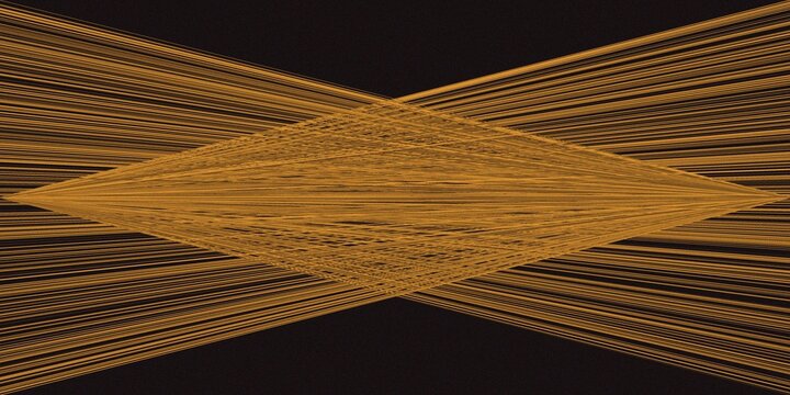 Geometric abstract pattern with intersecting golden lines on dark background.