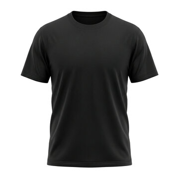 Black blank t shirt mockup isolated on transparent background