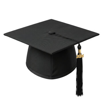 Black graduation cap with golden 2024 tassel charm