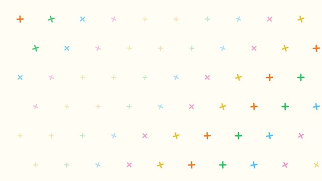 Colorful Motion of Small Crosses and Dots in Dynamic Abstract Pattern for Creative Design.