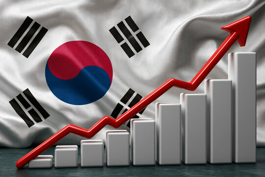Growth of South Korea's economy shown with flag