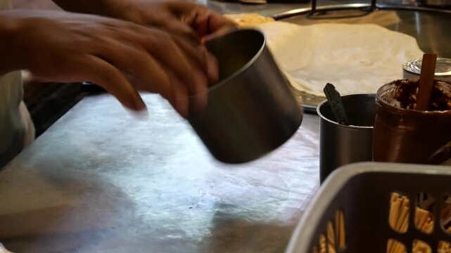 Slow motion crispy Roti, street food, Thailand