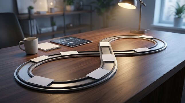 Compliance cycle process system endless loop model on wooden desk in office