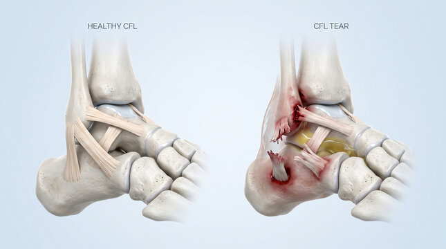 Severe CFL Ligament Tear and Ankle Sprain Trauma 3D Anatomy

