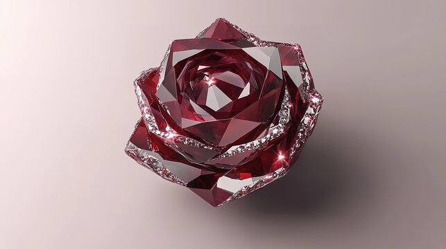 Exquisite ruby rose diamond sculpture with sparkling facets