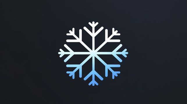 Minimalist blue snowflake icon on dark background