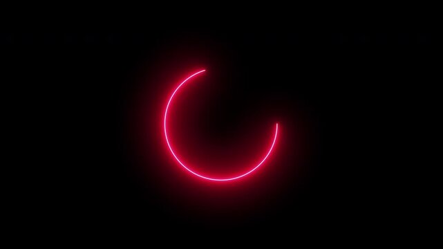 Loading bar animation; circular loading animation on a black and white background; looping spectrum animation; glowing neon light.