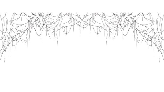 Intricate halloween spider web border on white