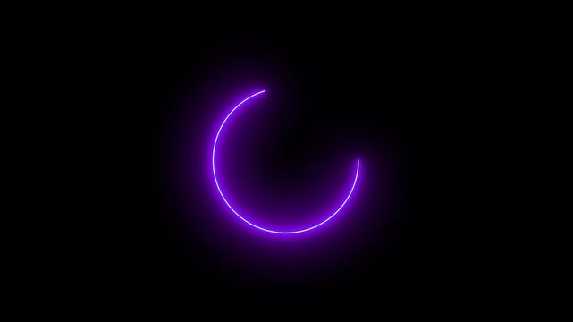 Loading bar animation; circular loading animation on a black and white background; looping spectrum animation; glowing neon light.