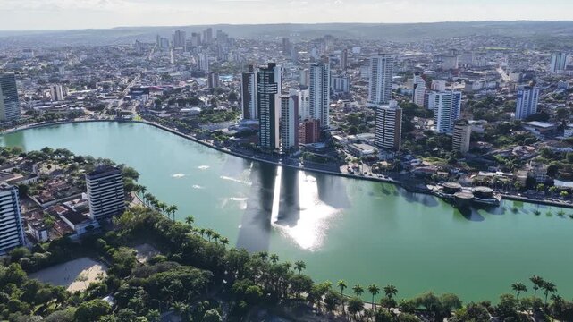 Lakefront Park In Campina Grande In Paraiba Brazil. Lakefront Landscape. Beautiful Cityscape. Lakefront Park In Campina Grande In Paraiba Brazil. Downtown Skyline. Tourism Landmark. 