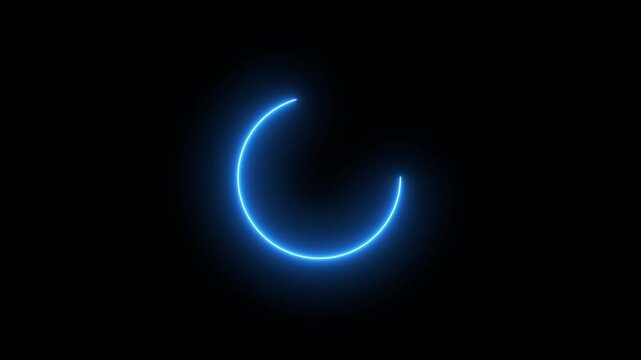 Loading bar animation; circular loading animation on a black and white background; looping spectrum animation; glowing neon light.