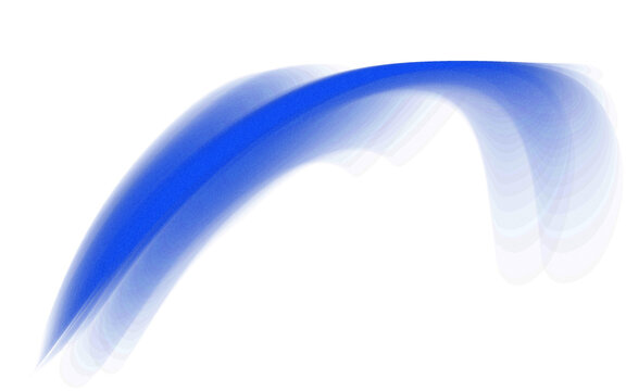 Abstract blue wave form composed of multiple layers on a clean white background surface