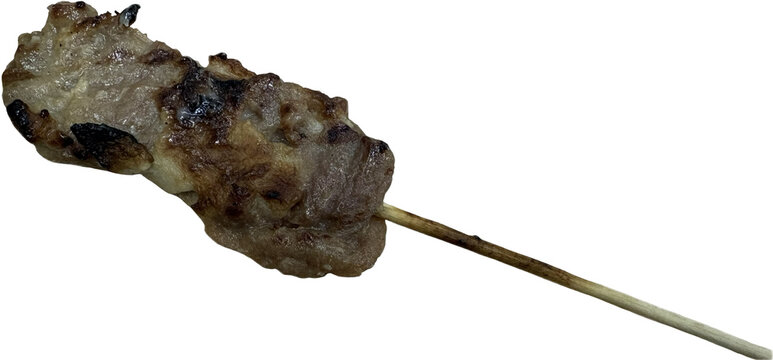 moo-ping, pork barbecue grilled stick, Thai barbecue on isolated white background 
