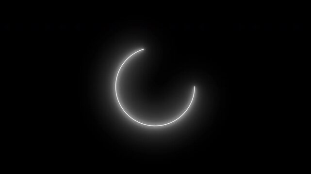 Loading bar animation; circular loading animation on a black and white background; looping spectrum animation; glowing neon light.