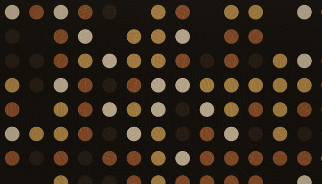 Abstract dark grid background with colorful moving dots in a wavy pattern for artistic and digital displays.