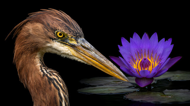 Great Blue Heron Closeup Portrait with Long Beak and Elegant Feathers by the Water in Florida Nature Wildlife Habitat