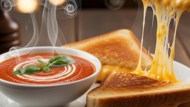 Tomato soup with grilled cheese sandwich