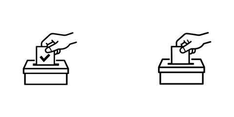 Obraz na płótnie Canvas Voting and election icon set with ballot boxes, polling stations, surveys, ballots and democratic symbols.