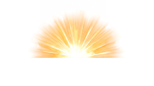 Semi Circular Watercolor Sector Light Sweep, Luminous Horizon Ray Fan Overlay, Light Effect Overlay Isolated on Transparent Background